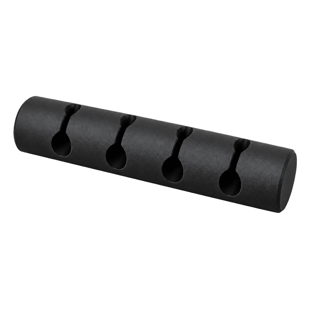 Black 4-Slot Cable Holder on a transparent background