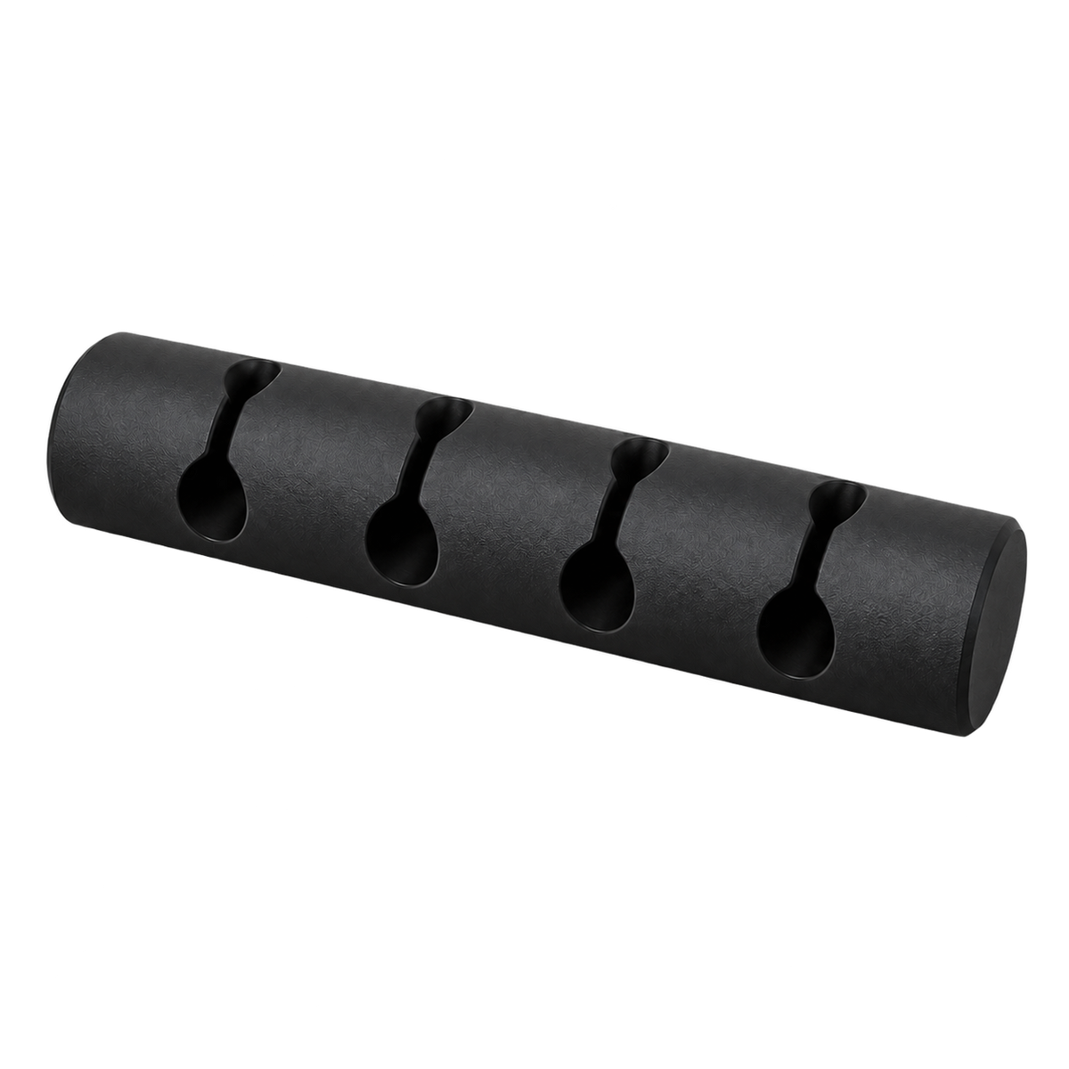 Black 4-Slot Cable Holder on a transparent background