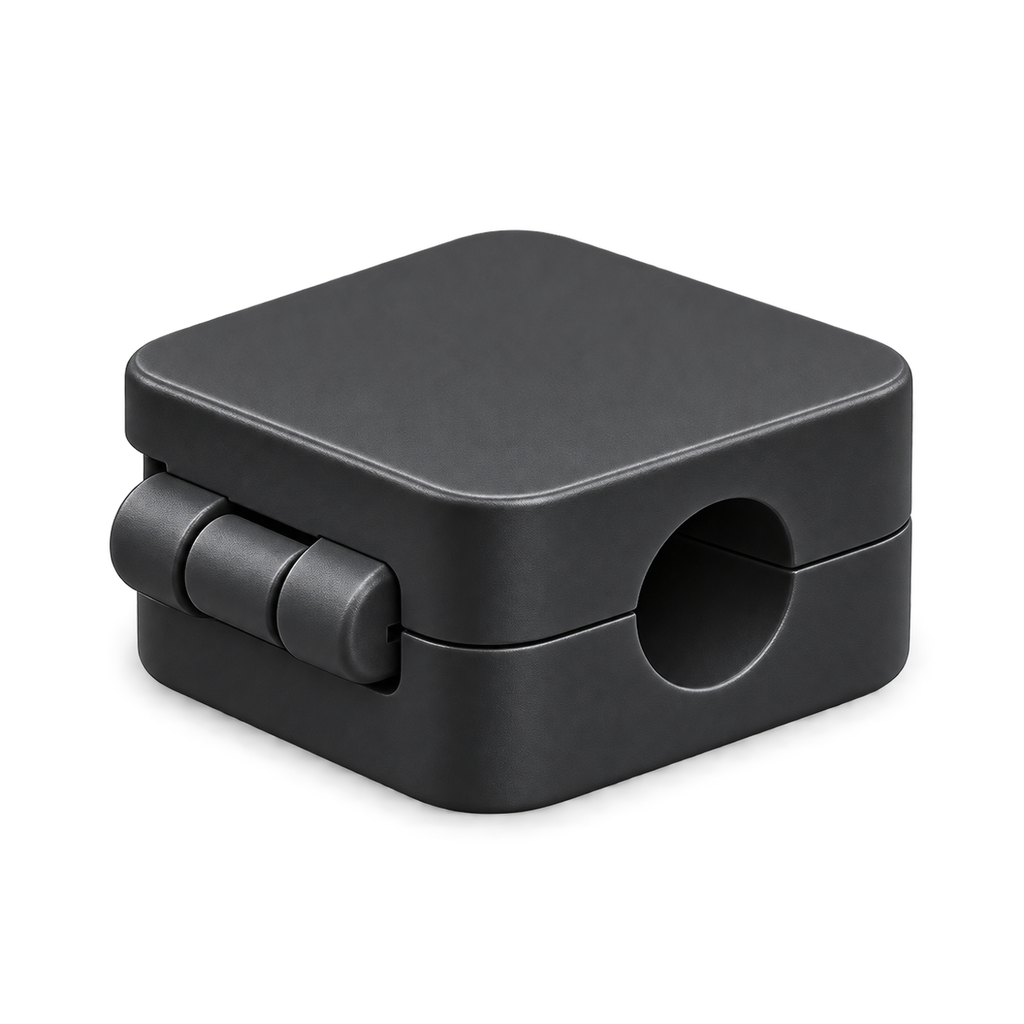 Black hinged Cable Holder, transparent background
