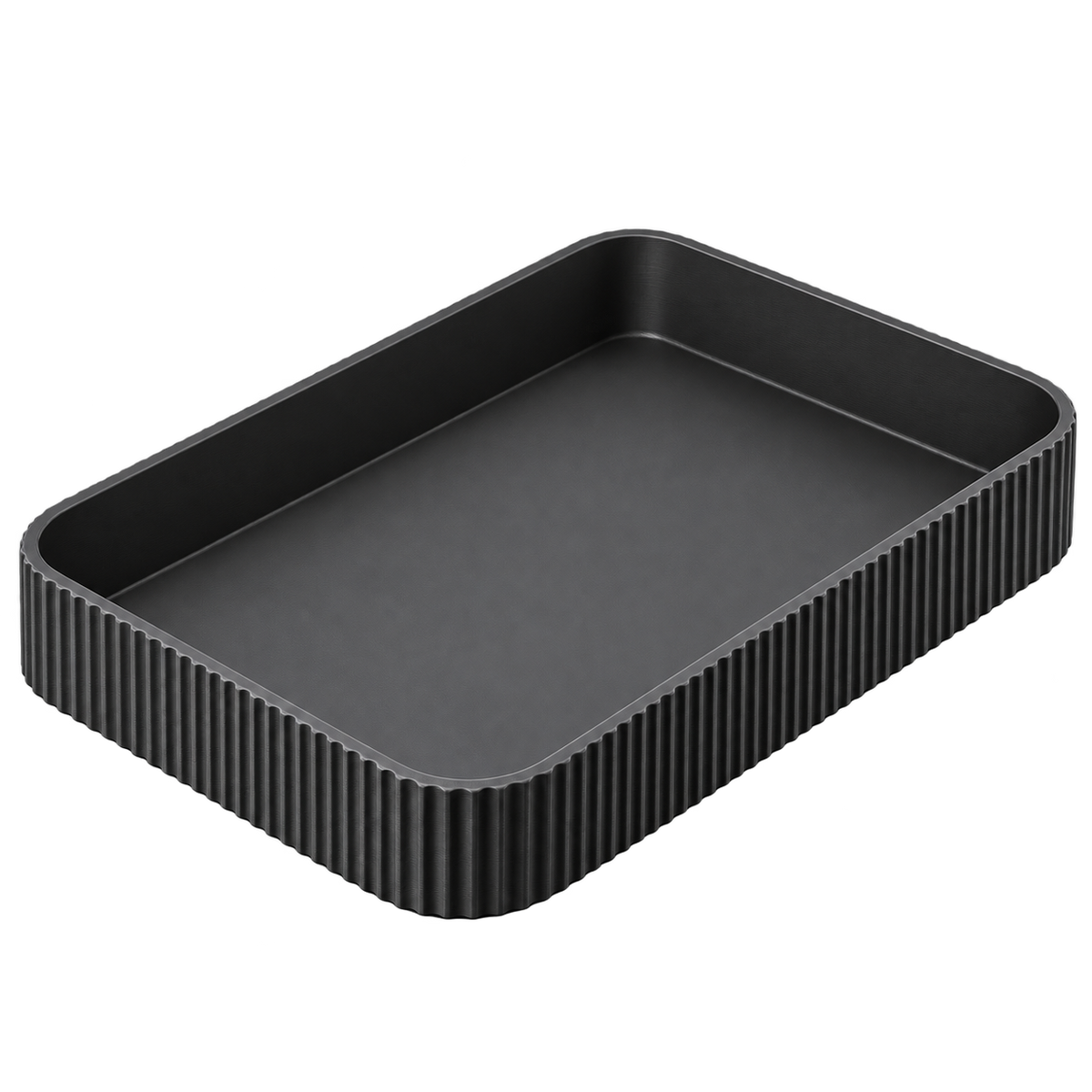 Black ribbed Catch-All Tray, empty, transparent background