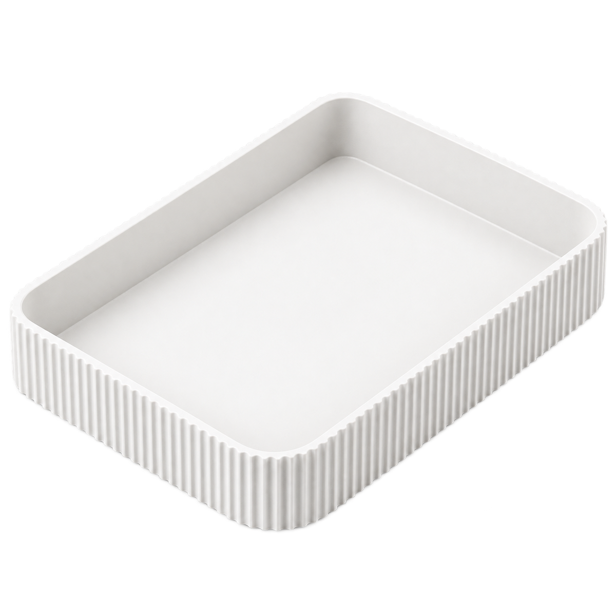 White ribbed Catch-All Tray, empty, transparent background