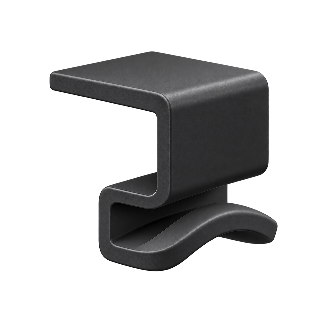 Black clamp-on headphone holder, transparent background
