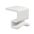 White clamp-on headphone holder, transparent background
