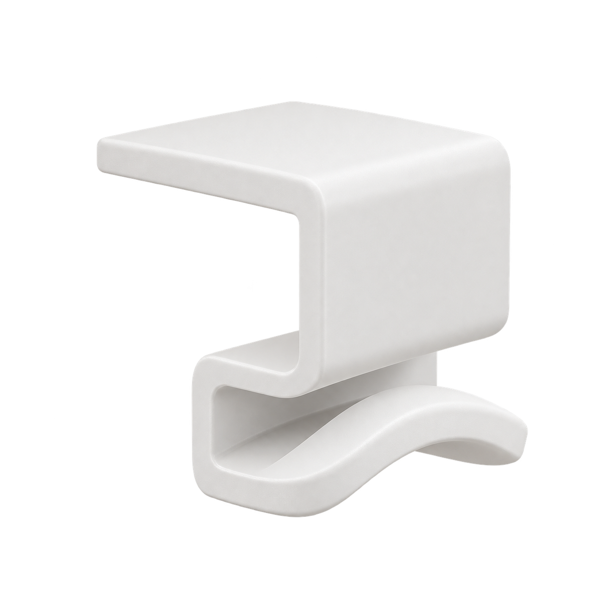 White clamp-on headphone holder, transparent background