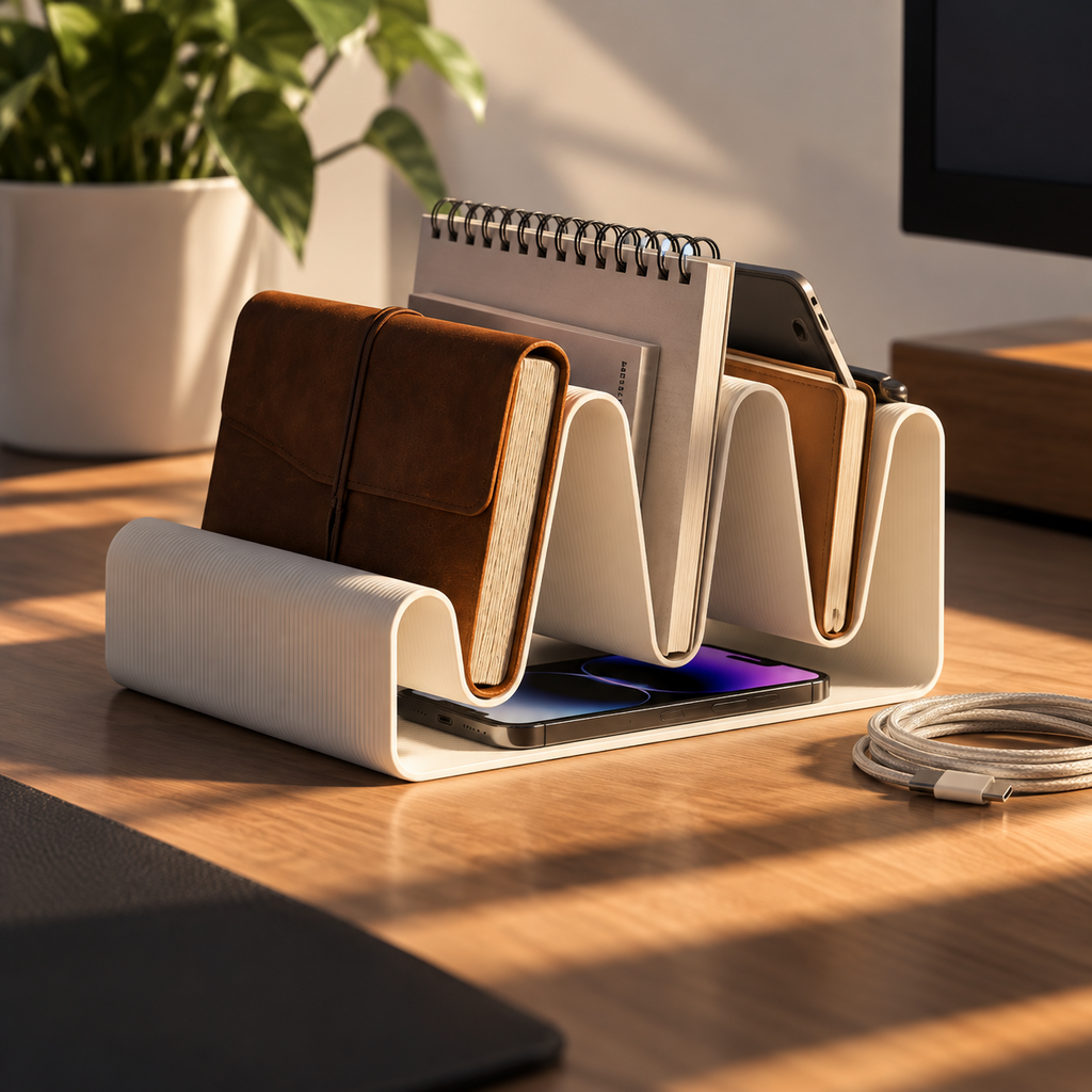 Desk Flow Organizer in use; accessories not included