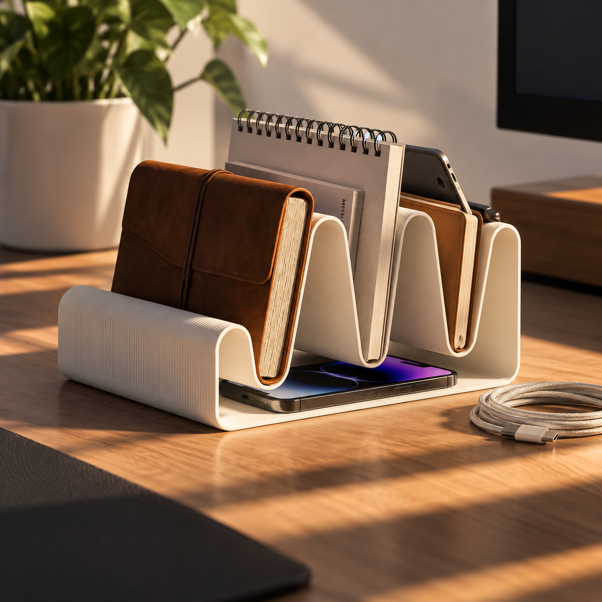 Desk Flow Organizer in use; accessories not included