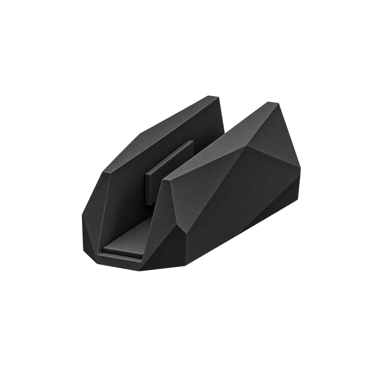 Black geometric laptop stand on transparent background