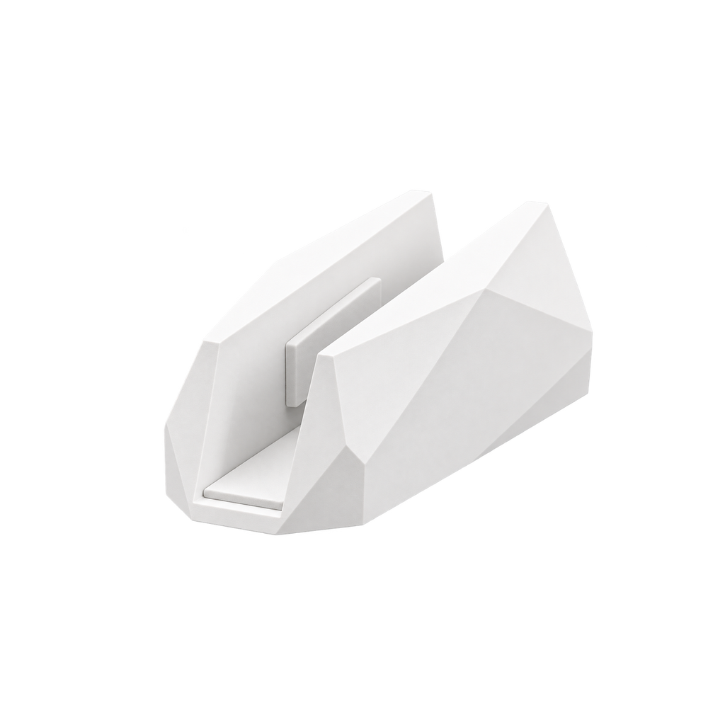 White geometric laptop stand on transparent background