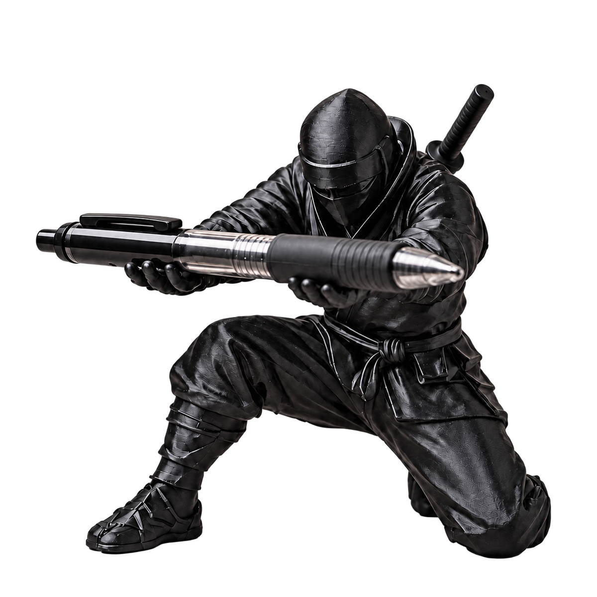 Black Ninja Pen Holder with transparent background