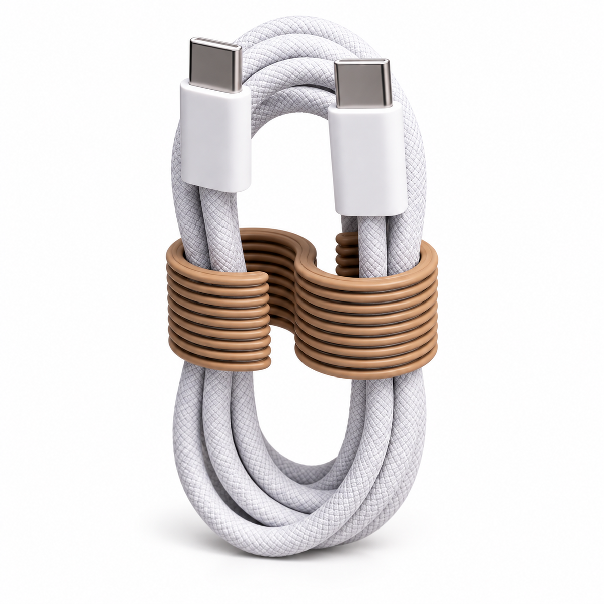 Ribbed organizer shown with cable for demonstration; cable not included