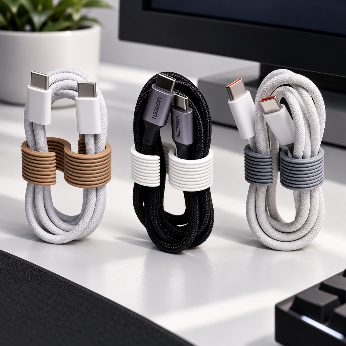 Ribbed Cable Organizer usage examples; cables not included