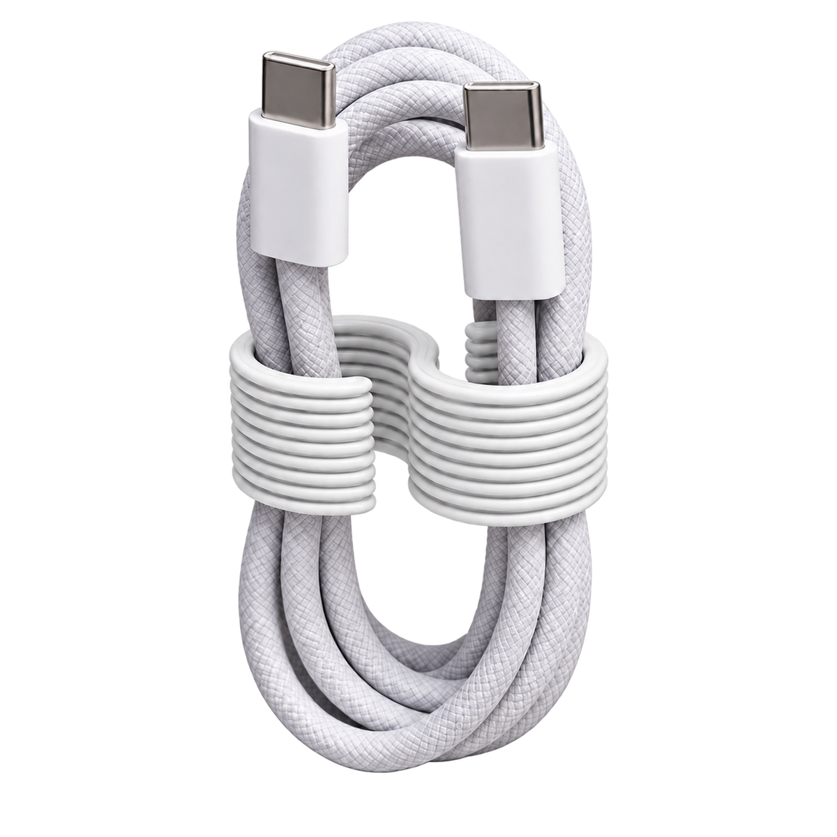 White Ribbed Cable Organizer with transparent background