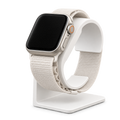White Apple Watch charging stand with watch, transparent background